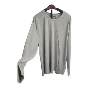 #0095 Men's Light‎ Sage Green-Gray Heathered Pattern, Long Sleeve  DRI Fit Top